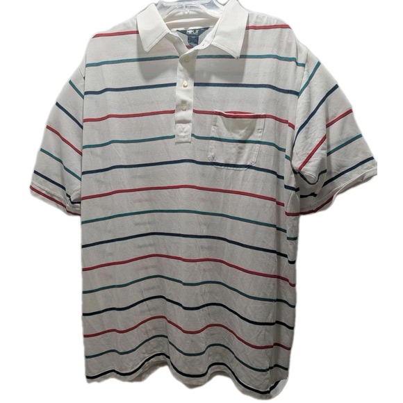 Tour Collection Other - Golf Polo Shirt Tour Collection White Striped Short Sleeve  2XL Vintage‎